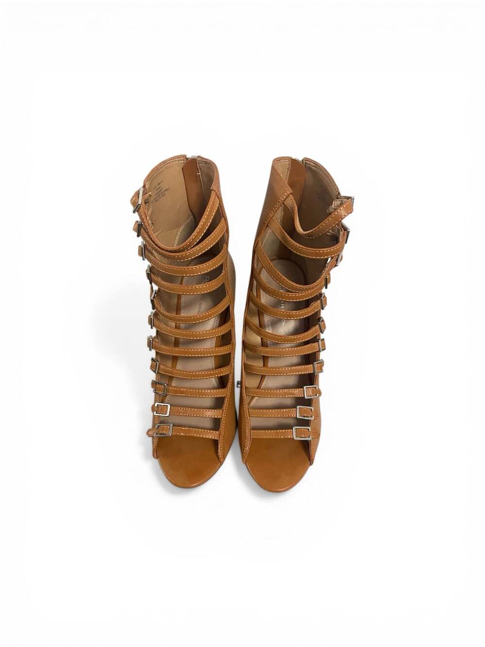 BCBGeneration Alise Tan Caged Gladiator Strappy Heeled Booties - Picture 1 of 4